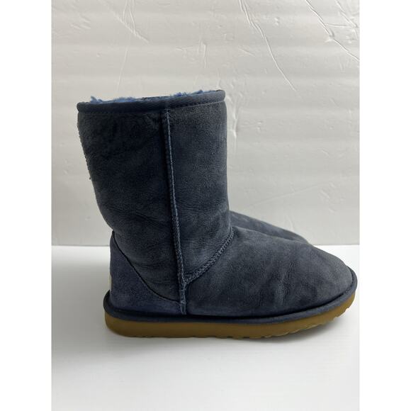 UGG Classic Boots Womens 9 Navy Blue Sheepskin Suede Boots Mid Calf Tall - Picture 1 of 6